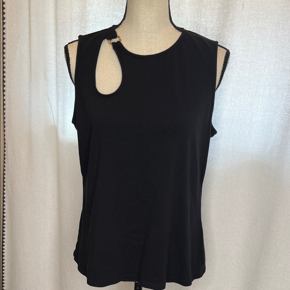 Black Sleeveless Top with Cutout Detail